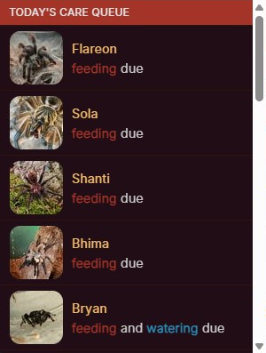 AlienKeeper care queue visual