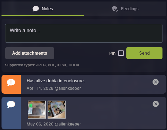 AlienKeeper notes, sticky notes and file attachments